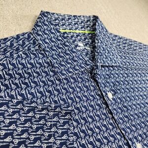Bertigo Shirt Mens XL Boca/92 Scissor Print Blue Button Up AOP Barber SS